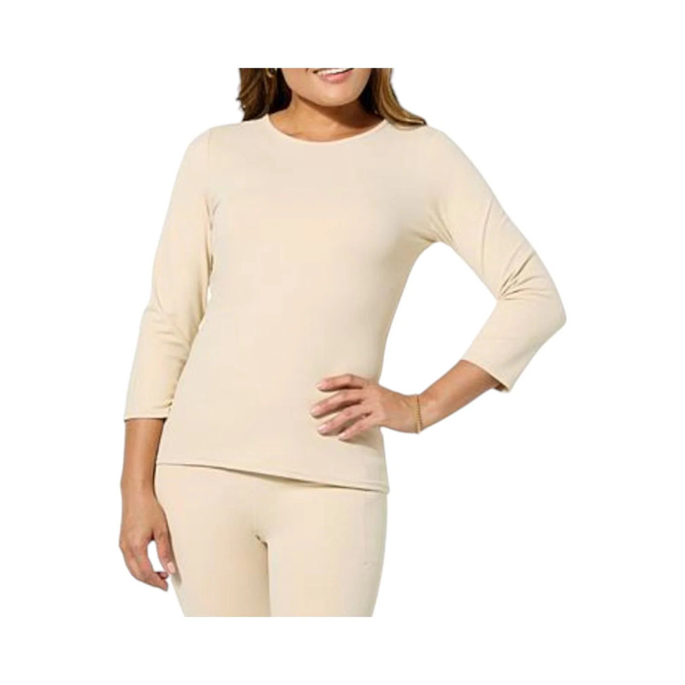 Joy Collection Women's Luxe Performance Crew Neck Top Almond - Regular